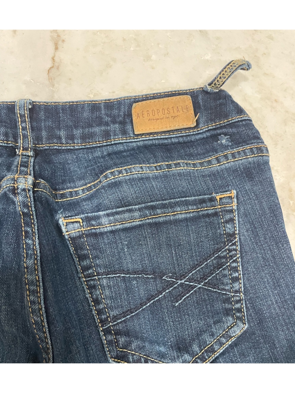 Aeropostale Women's Skinny Jeans - Dark Blue with Contrast Stitching